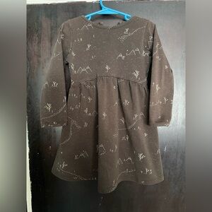 Red Caribou 5T Brown Patterned Kids Dress mountains trees